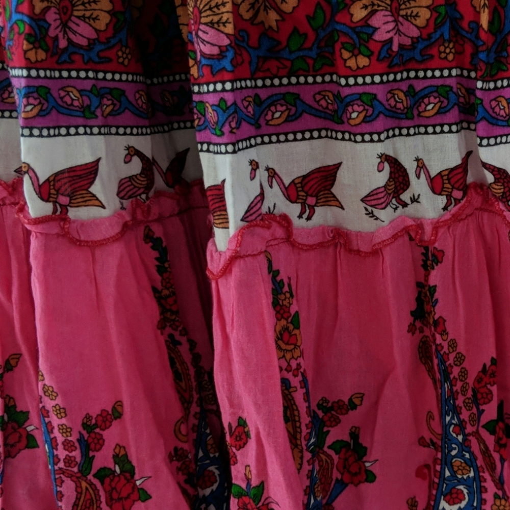 Women's boho printed pink skirt - Picture 3 of 4